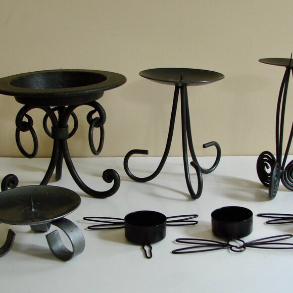 8 Black Candle Tealight Holders Metal Dragonfly Whimsigoth Goth Decor - Picture 2 of 15